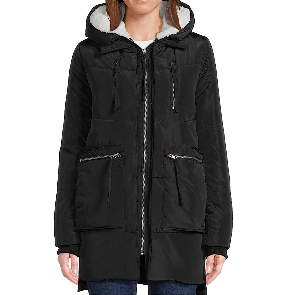 Jason Maxwell Puffer Coat with Faux Shearling Lined Hood